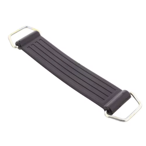 Cinghietta elastica ferma batteria originale Piaggio 090854, gomma nera rigata con due ganci metallici annegati alle estremità