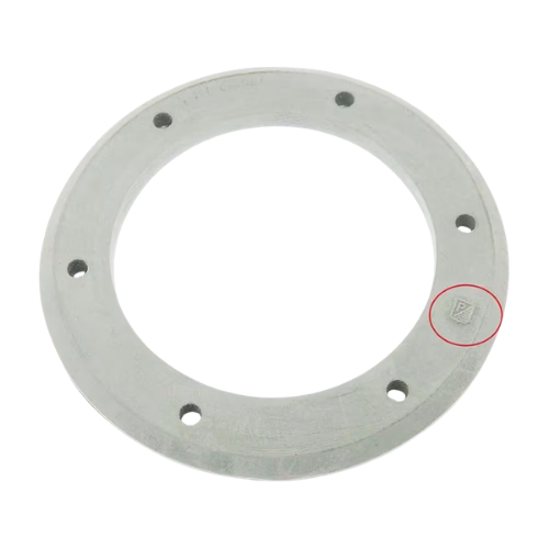 Guarnizione clacson grigia originale Piaggio 092648 in gomma, anello Ø 54/76 mm a sei fori, vista dall'alto