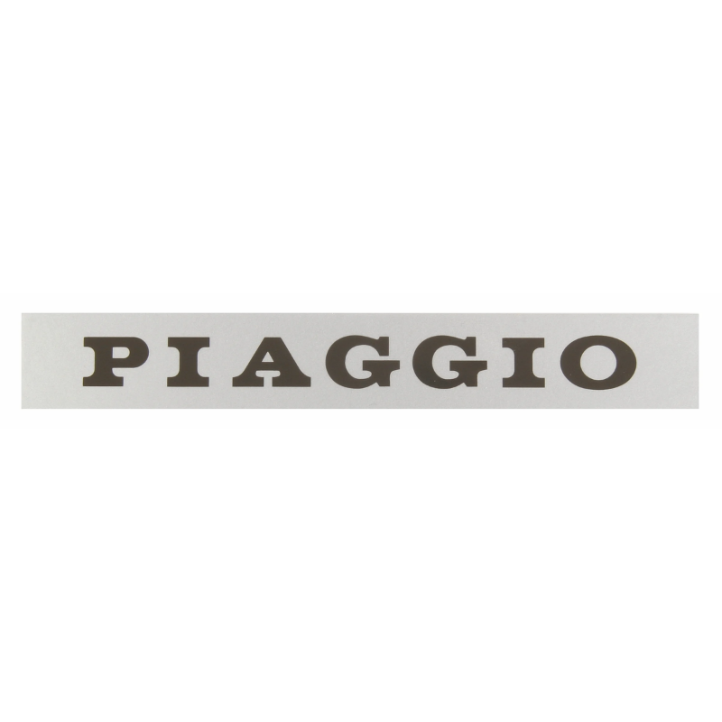 Targhetta adesiva PIAGGIO originale 197959 per la sella della Vespa PX, fondo argento con scritta nera, 130x19 mm