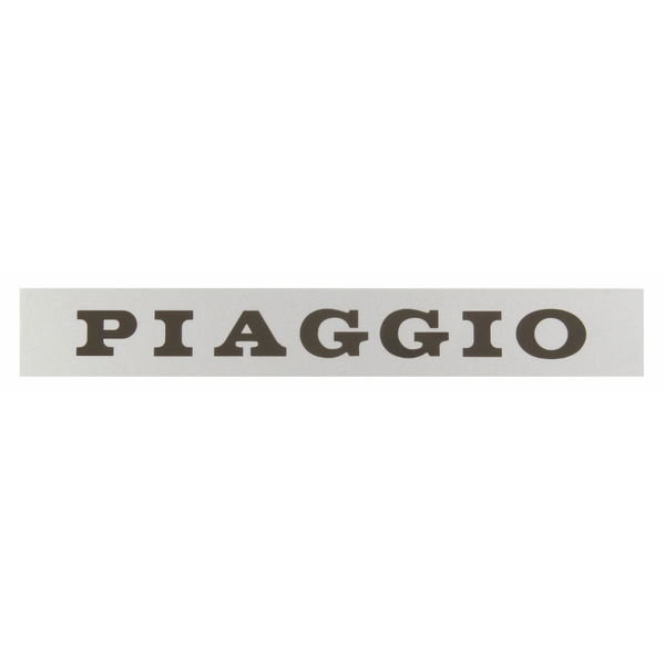 Targhetta adesiva PIAGGIO originale 197959 per la sella della Vespa PX, fondo argento con scritta nera, 130x19 mm