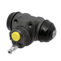 Cilindretto freno posteriore originale Piaggio 227549 per Ape 50 Mix, Ape Poker benzina e diesel e Quargo – vista tre quarti con cuffie parapolvere e spurgo