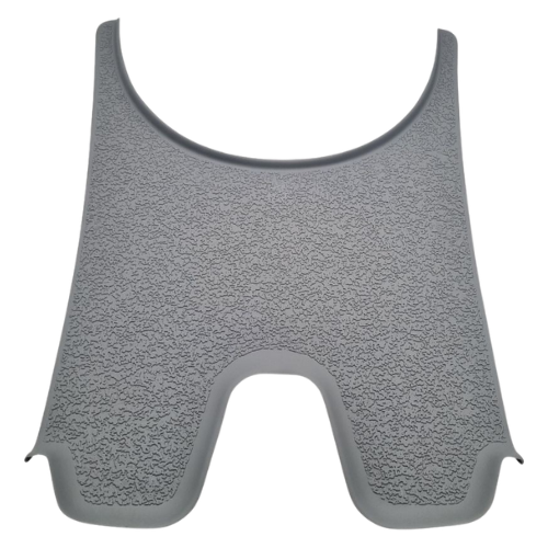 Tappeto pedana grigio Piaggio 296754 per Free 50 e 125 visto dall'alto: superficie a grana ruvida antiscivolo e sagoma con incavo centrale