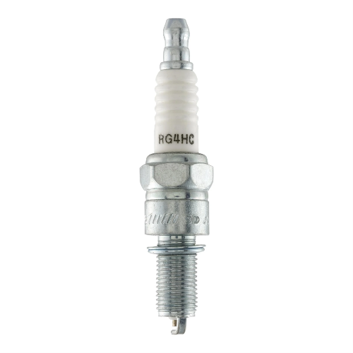 Candela Champion RG4HC Piaggio 438027 di fronte con la sigla stampata sull'isolante bianco