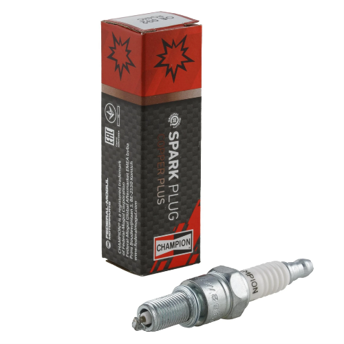 Candela Champion RG4HC originale Piaggio 438027 accanto alla scatola Champion Copper Plus