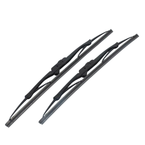 Coppia di spazzole tergicristallo anteriori originali Piaggio 438042 per Porter e Quargo: due spazzole convenzionali nere di lunghezza diversa, 41 e 38 cm, con archetto metallico e ponte in plastica
