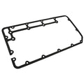 Guarnizione coperchio punterie originale Piaggio 493109 per Porter 1400 Diesel: cornice in gomma nera sagomata con tre aperture interne e occhielli per le viti di fissaggio