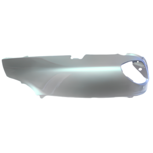 Fiancata superiore posteriore sinistra originale Piaggio 57556450E2 grigio perla 692 per X9 125, 125 SL, 180 Amalfi e 250 - vista esterna verniciata con apertura per il fanale