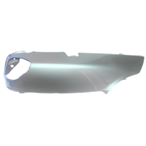 Fiancata superiore posteriore destra originale Piaggio 57556550E2 grigio perla 692 per X9 125, 125 SL, 180 Amalfi e 250 - vista esterna verniciata con apertura per il fanale