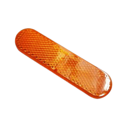 Catadiottro laterale arancione originale Piaggio 58231R5, ovale, con superficie catarifrangente a microprismi