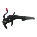 Gruppo leve freno a mano, starter e riscaldamento originale Piaggio 614737 per Ape TM 703: leva di stazionamento nera, levetta con pomello rosso, settore dentato e boccola di articolazione