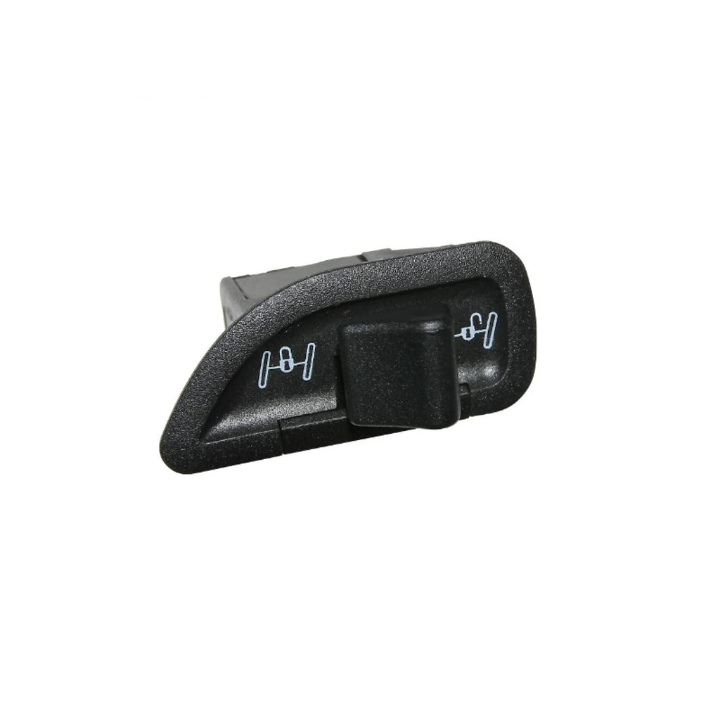 Pulsante Roll-Lock Piaggio 641347 modello piccolo, dettaglio della levetta a bilanciere e dei simboli sulla placchetta