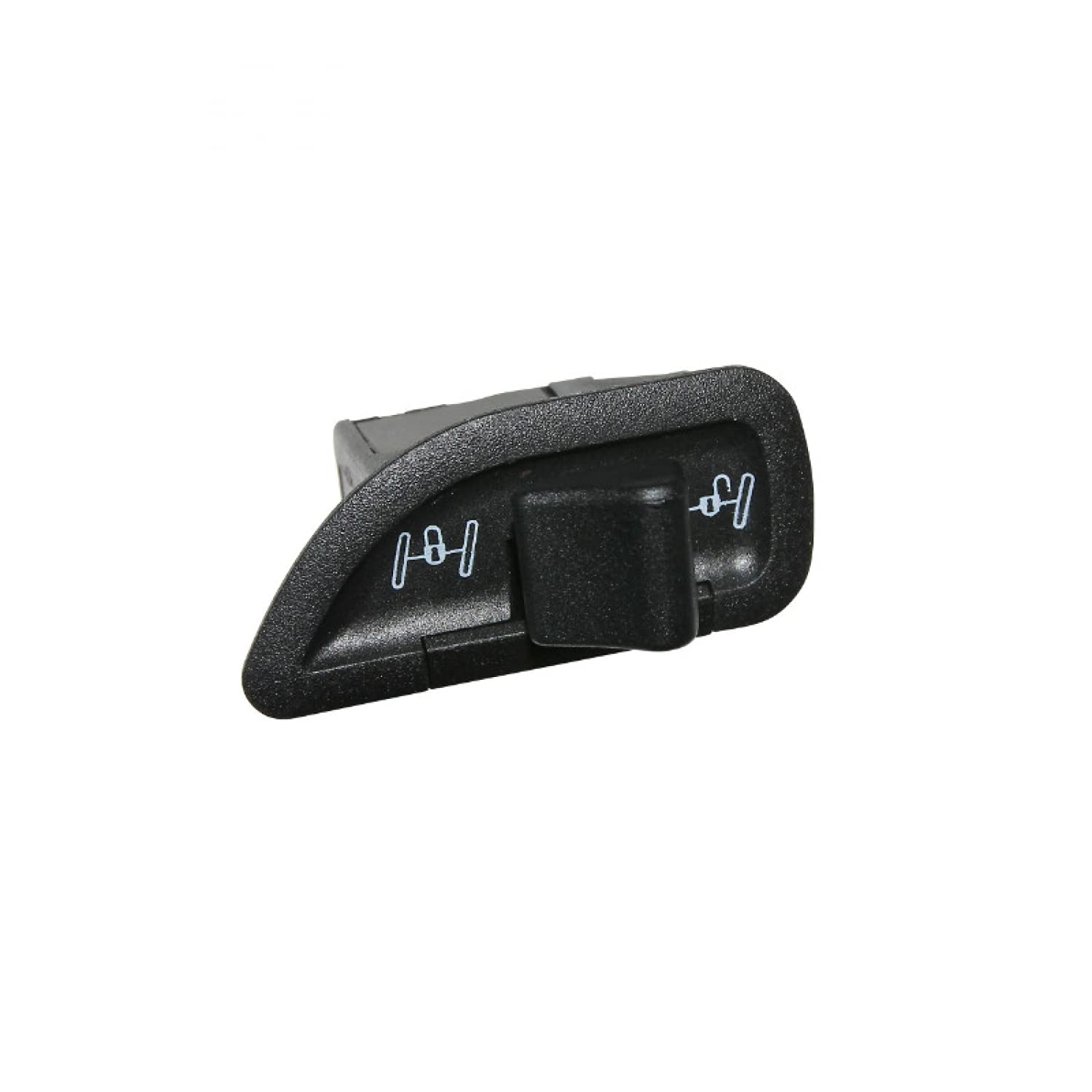 Pulsante Roll-Lock Piaggio 641347 modello piccolo, dettaglio della levetta a bilanciere e dei simboli sulla placchetta