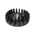 Ventola volano magnete Piaggio 825430 in plastica nera, pale radiali curve e mozzo centrale con inserti metallici