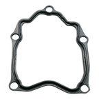 Guarnizione coperchio testa originale Piaggio 829536, vista frontale del profilo sagomato in gomma nera con i cinque fori di fissaggio – Aprilia Atlantic e Scarabeo, Gilera Nexus e Runner