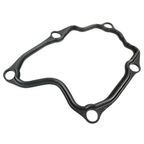 Guarnizione coperchio testa originale Piaggio 829536 in gomma nera, vista di tre quarti con il cordolo di tenuta continuo e i cinque fori di fissaggio – Beverly, MP3, X9, Vespa GTS e GTV