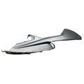 Fiancata superiore sinistra Piaggio 928589 grigio 726 argento metallizzato per Hexagon 125 e 150, vista di tre quarti