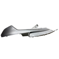 Fiancata superiore destra Piaggio 928689 grigio 726 argento metallizzato per Hexagon 125 e 150, vista di tre quarti