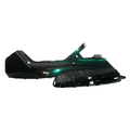Fiancata superiore destra Piaggio 928693 verde 112 scuro metallizzato per Hexagon 125 e 150, vista di tre quarti