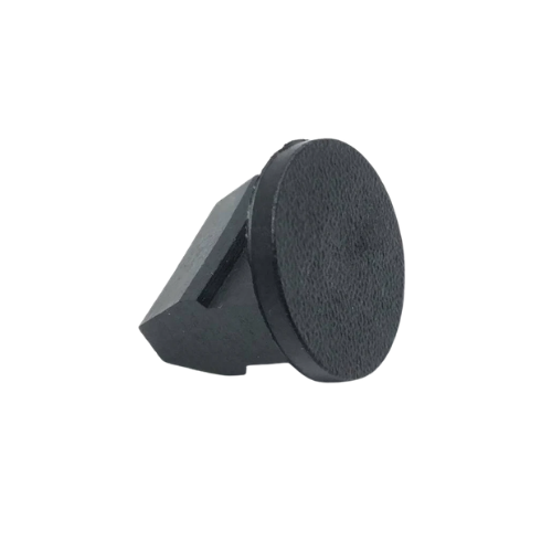 Bottone di fissaggio del tappeto pedana Piaggio CM011101: tassello in plastica nera con testa tonda e gambo a scatto con due alette elastiche