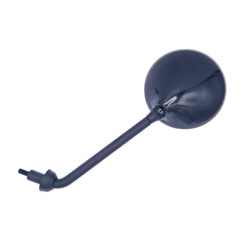 Specchio retrovisore destro Piaggio CM020421 visto dal lato posteriore della calotta nera, con lo snodo di regolazione alla base dello stelo – Liberty iGet 50, 125 e 150