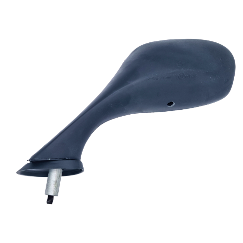 Specchietto sinistro Piaggio CM060207 Hexagon visto da dietro: guscio nero in pezzo unico con lo stelo e il perno filettato