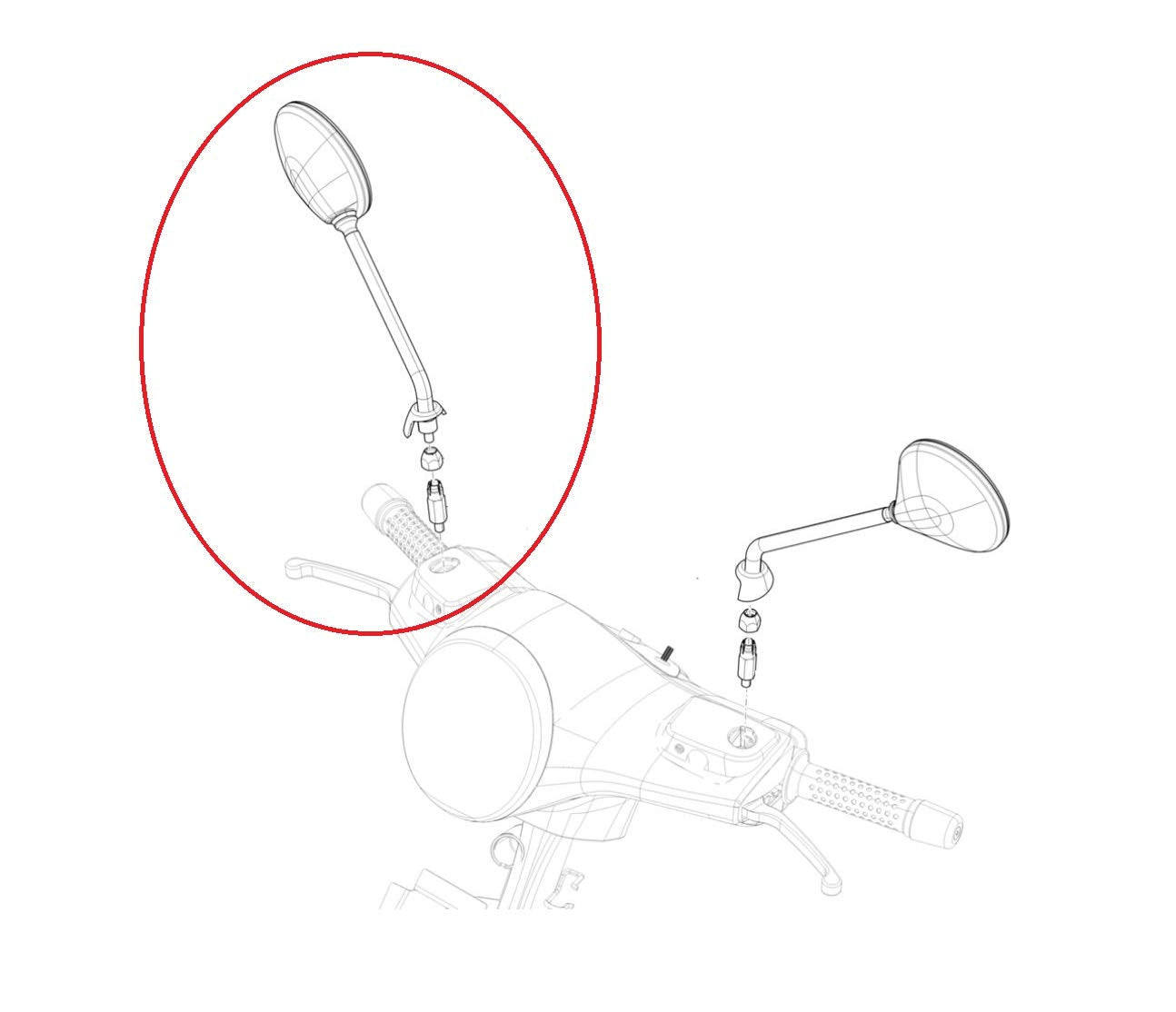 Specchietto destro Piaggio CM261902 cromato tondo omologato E per Vespa Elettrica