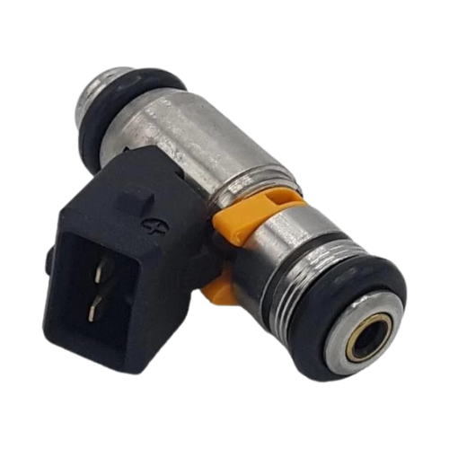 Dettaglio dell'iniettore 3 fori Revival IE79004 con connettore a 2 pin, riferimento Magneti Marelli IWP182