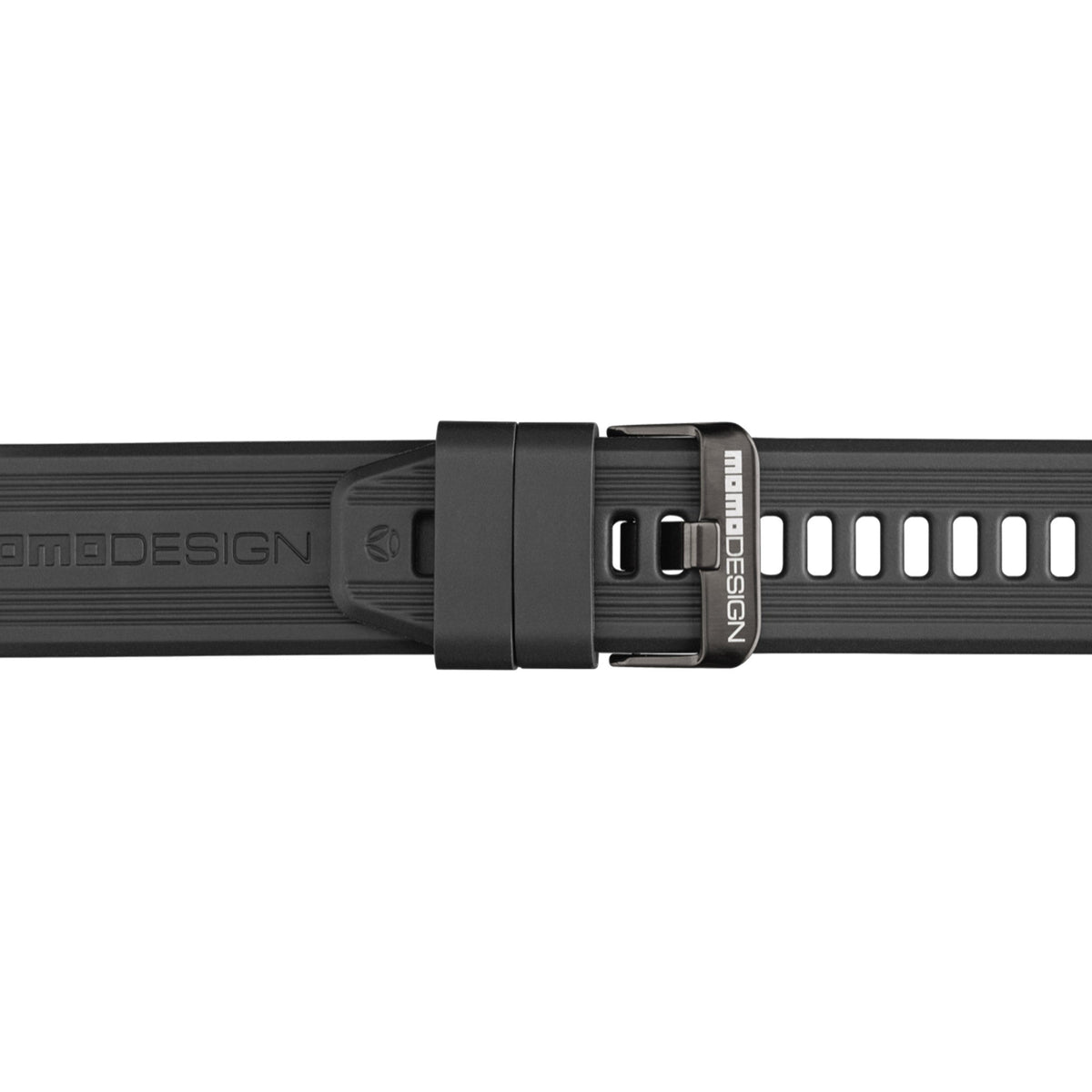 Dettaglio del cinturino e della fibbia dello smartwatch Momo Design ZERO nero