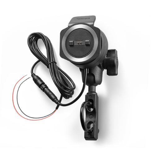 Supporto moto TomTom Rider 550 con braccio RAM e cavo di alimentazione, vista d'insieme