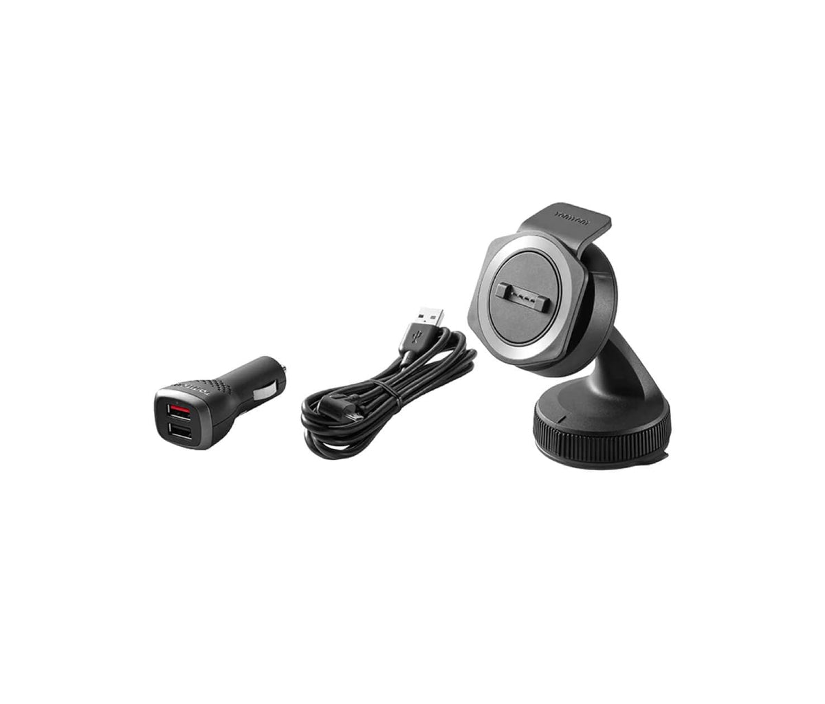 TomTom Kit Montaggio Auto per Navigatore Rider 550: caricatore da accendisigari doppia USB, cavo USB