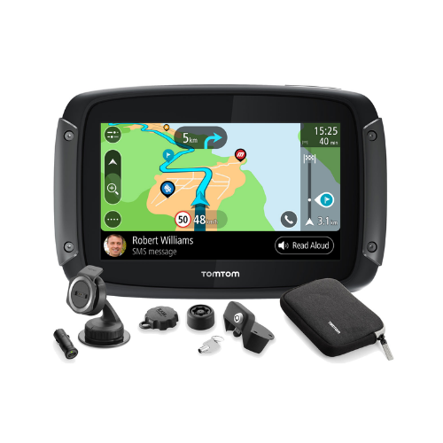 TomTom Rider 550 Premium Pack: navigatore, supporti, ventosa auto e custodia, contenuto della confezione
